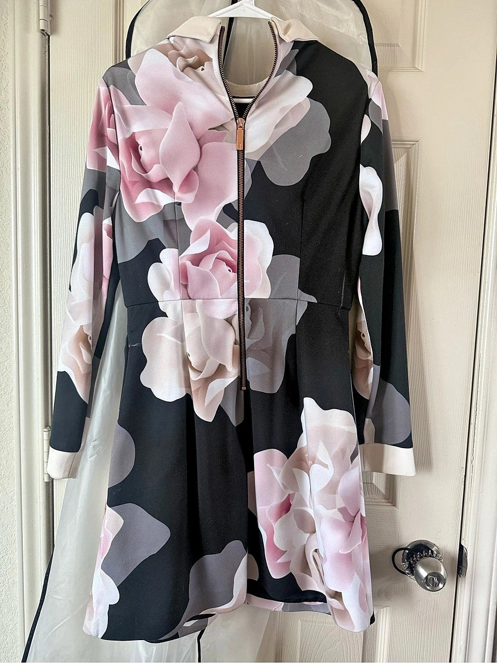 Ted Baker Lascii Porcelain Rose Collar Dress Floral Mini Dress Size 3